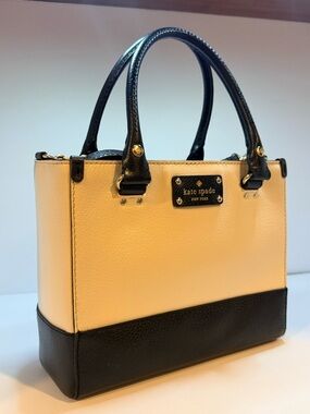 kate spade Two-Tone Cream and Black Leather Satchel